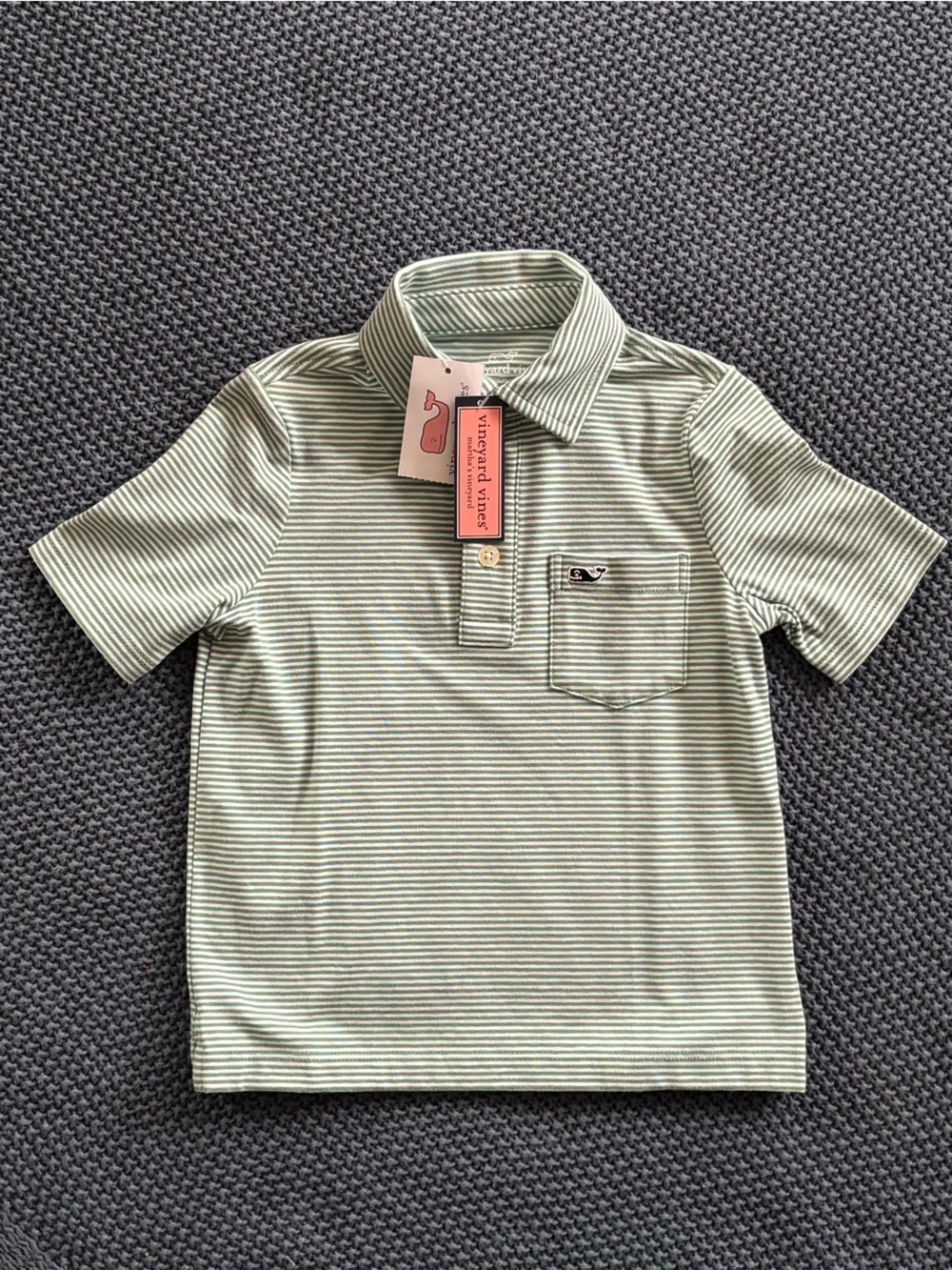 Vineyard Vines Pale Mint Thin-Striped Pocket Polo